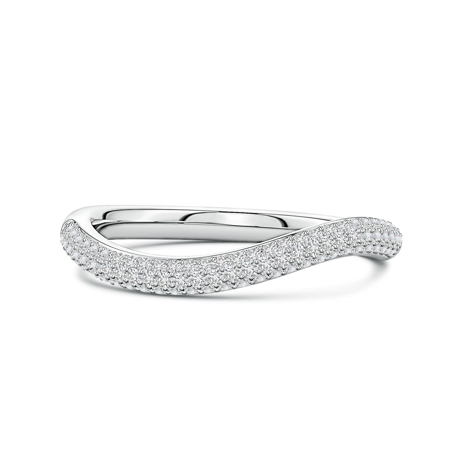 1mm HSI2 Diamond Curved Stackable Wedding Ring in 18CT White Gold