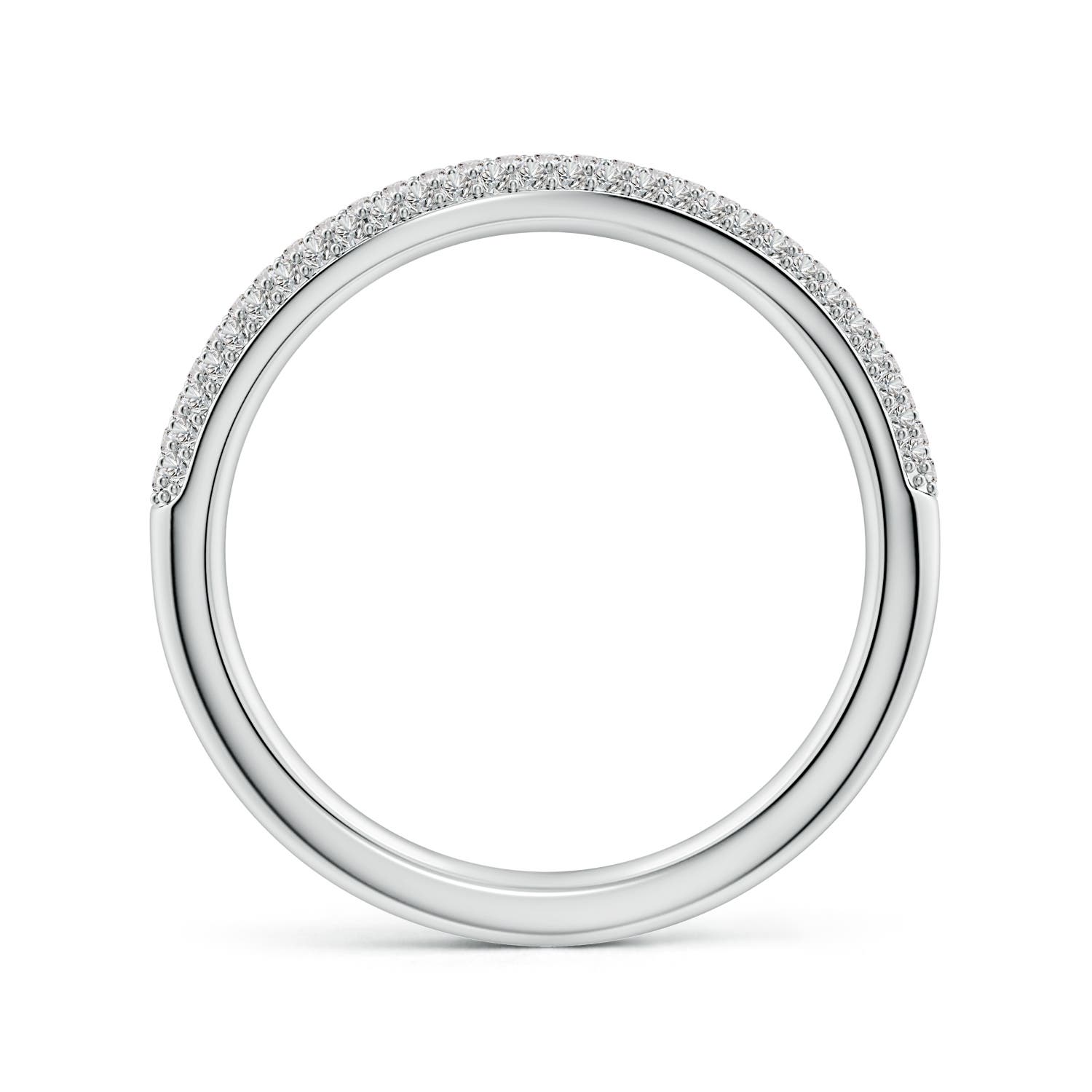 1mm IJI1I2 Diamond Curved Stackable Wedding Ring in White Gold - side 3