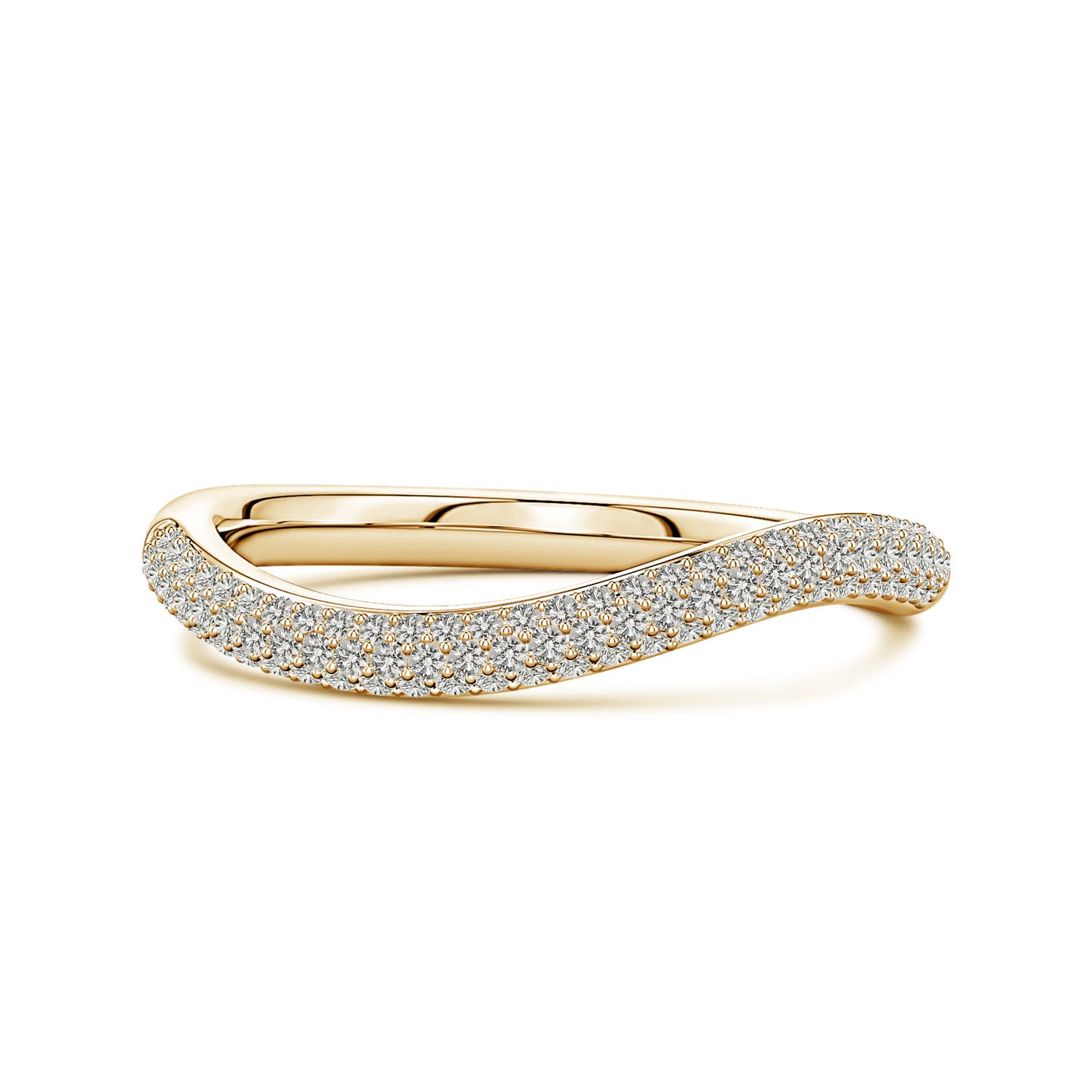 1mm KI3 Diamond Curved Stackable Wedding Ring in 18K Yellow Gold