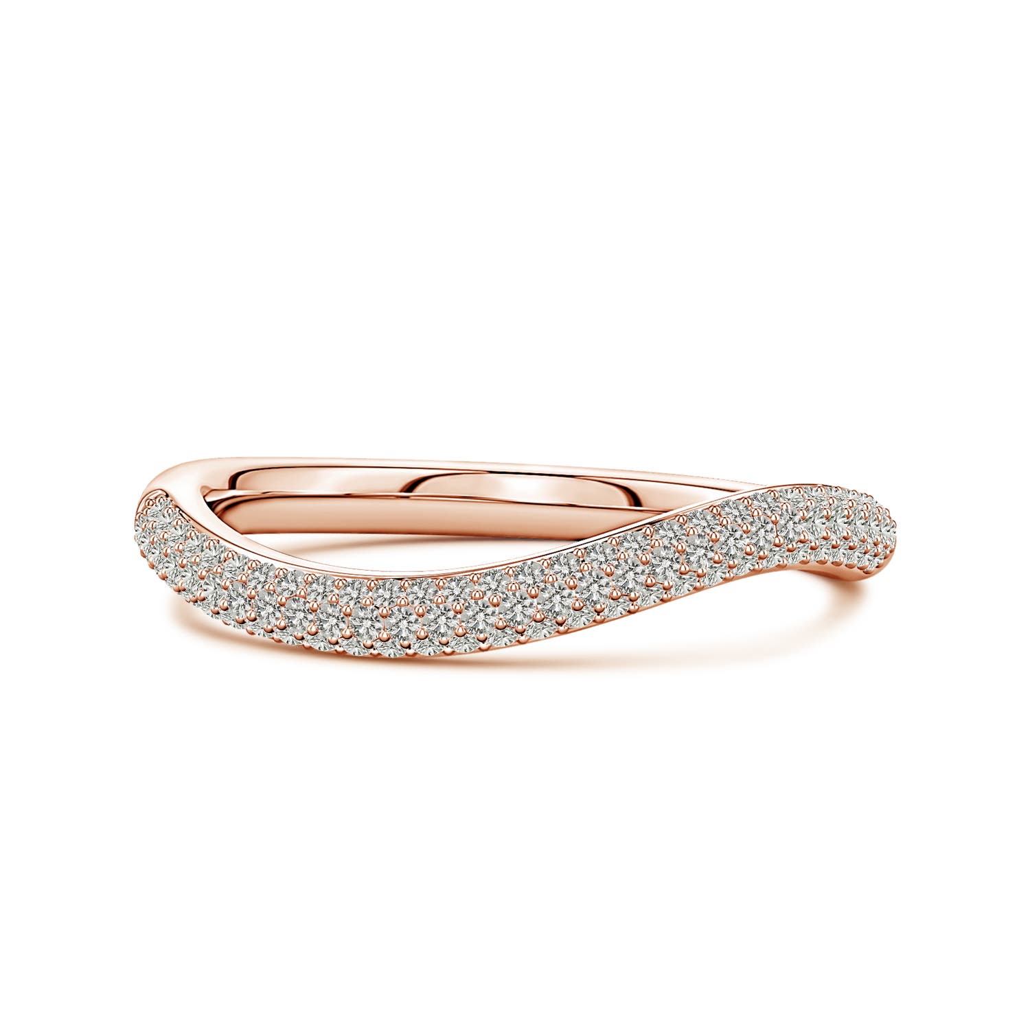 1mm KI3 Diamond Curved Stackable Wedding Ring in Rose Gold