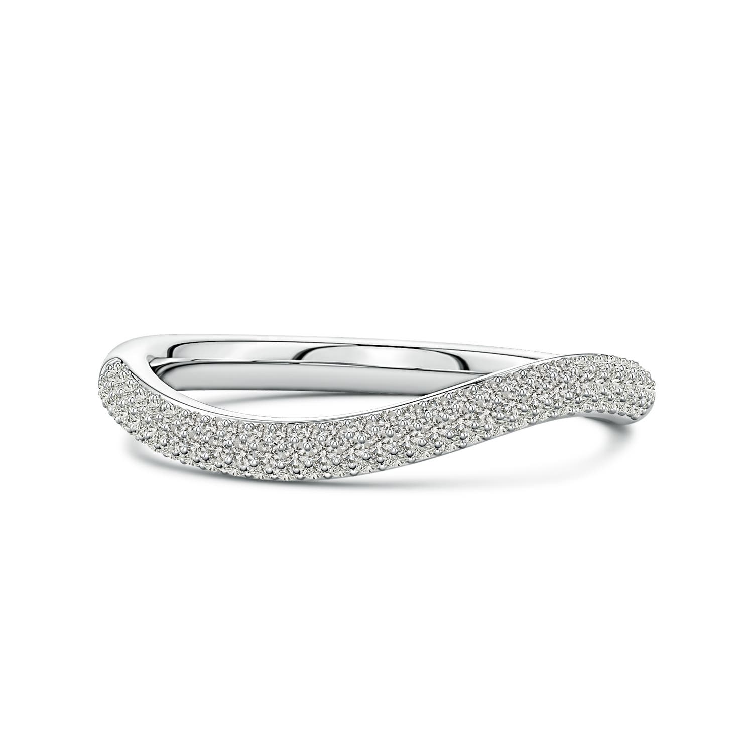 1mm KI3 Diamond Curved Stackable Wedding Ring in White Gold