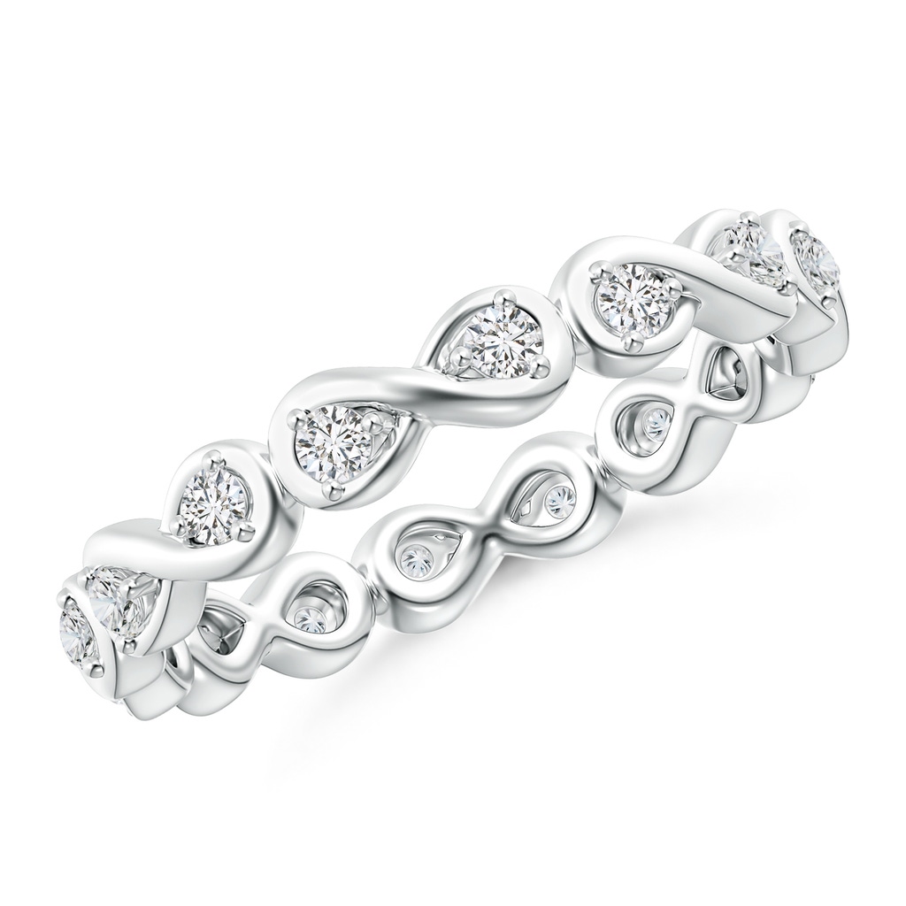 1.8mm HSI2 Prong Set Round Diamond Infinity Knot Wedding Ring in 55 White Gold