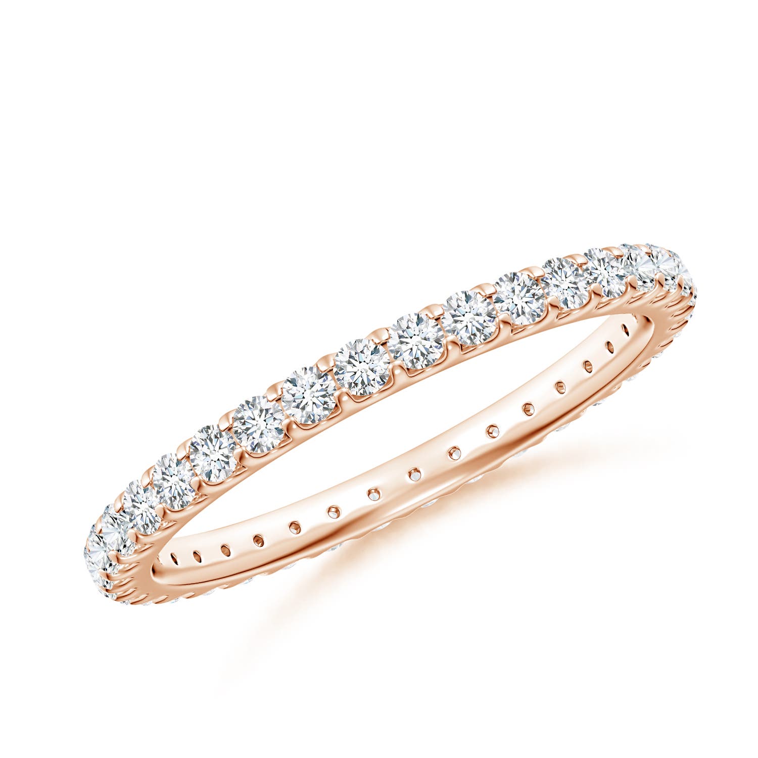 1.7mm GVS2 Shared Prong-Set Diamond Eternity Wedding Band for Her in 55 18K Rose Gold