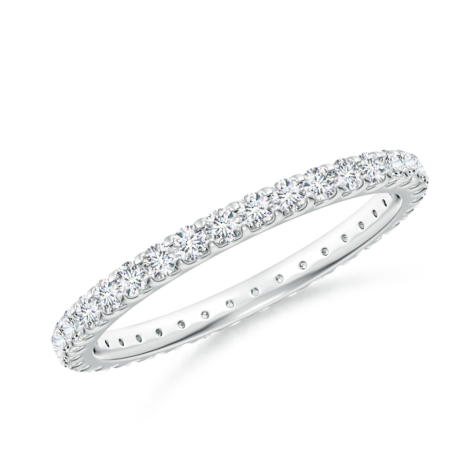 1.7mm GVS2 Shared Prong-Set Diamond Eternity Wedding Band for Her in 55 18K White Gold