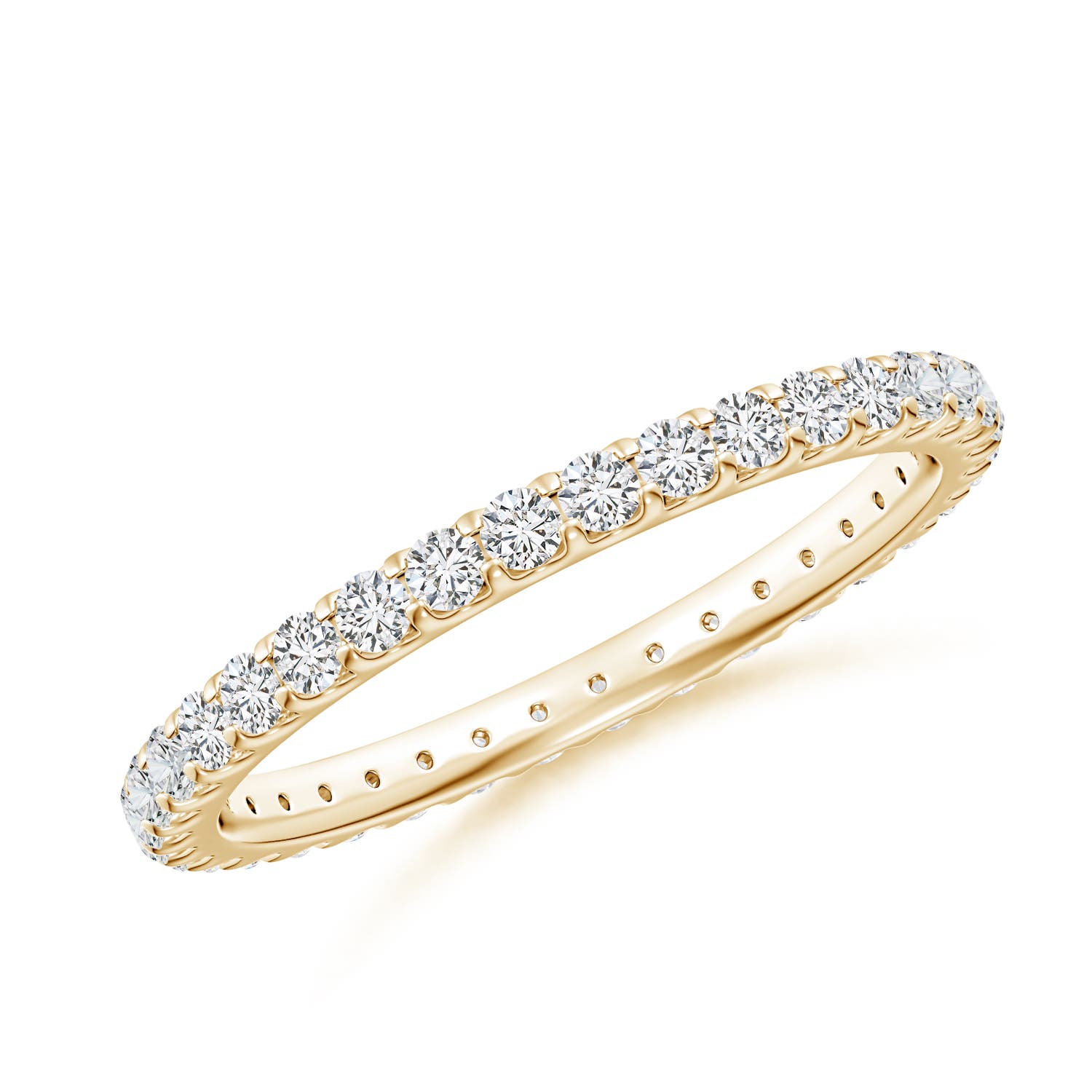 1.7mm HSI2 Shared Prong-Set Diamond Eternity Wedding Band for Her in 55 Yellow Gold