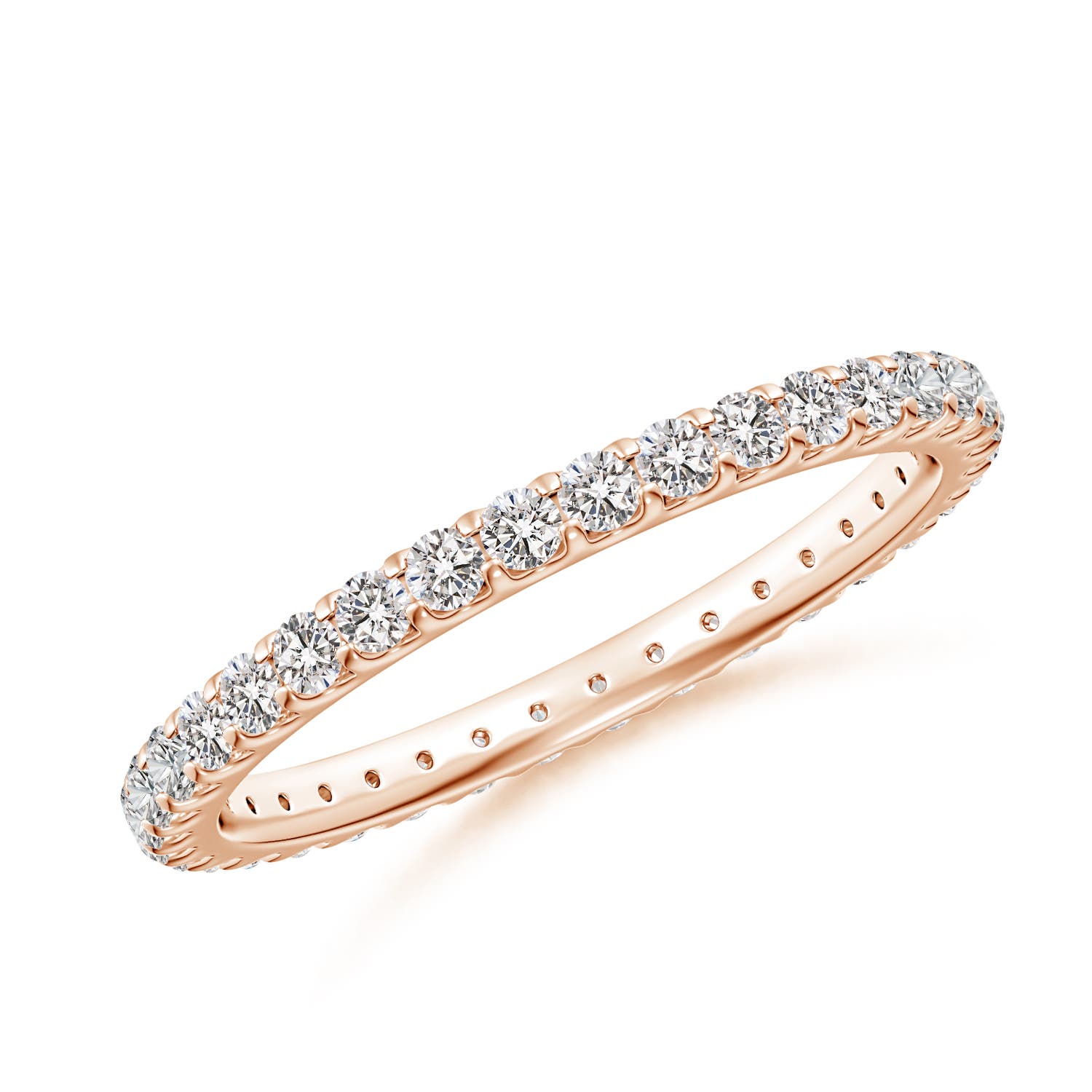1.7mm IJI1I2 Shared Prong-Set Diamond Eternity Wedding Band for Her in 60 Rose Gold