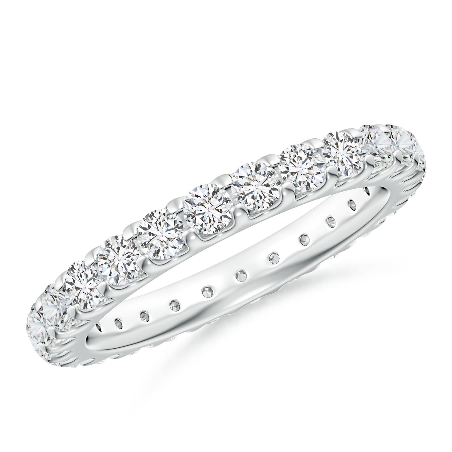 2.8mm HSI2 Shared Prong-Set Diamond Eternity Wedding Band for Her in 55 White Gold
