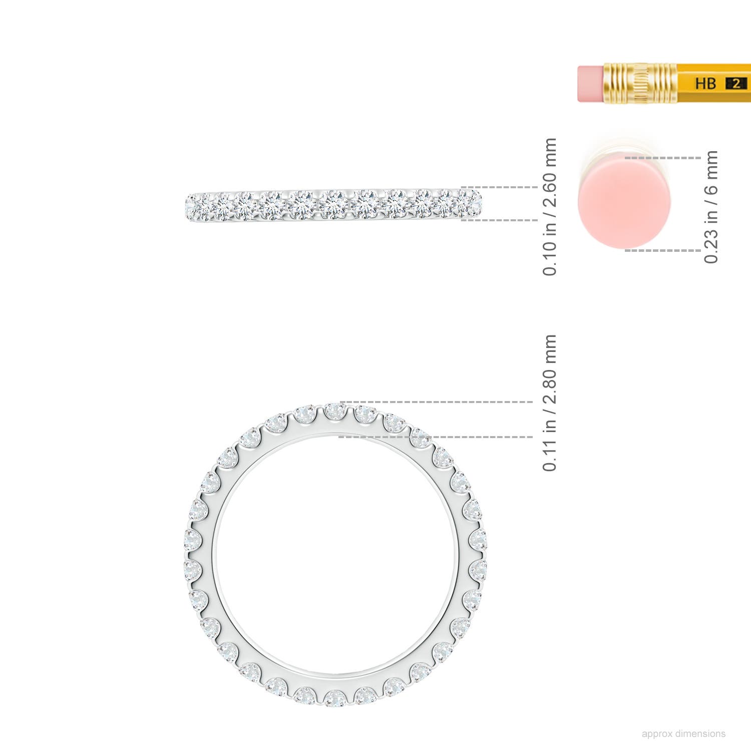 2mm GVS2 Shared Prong-Set Diamond Eternity Wedding Band for Her in 65 P950 Platinum - ruler