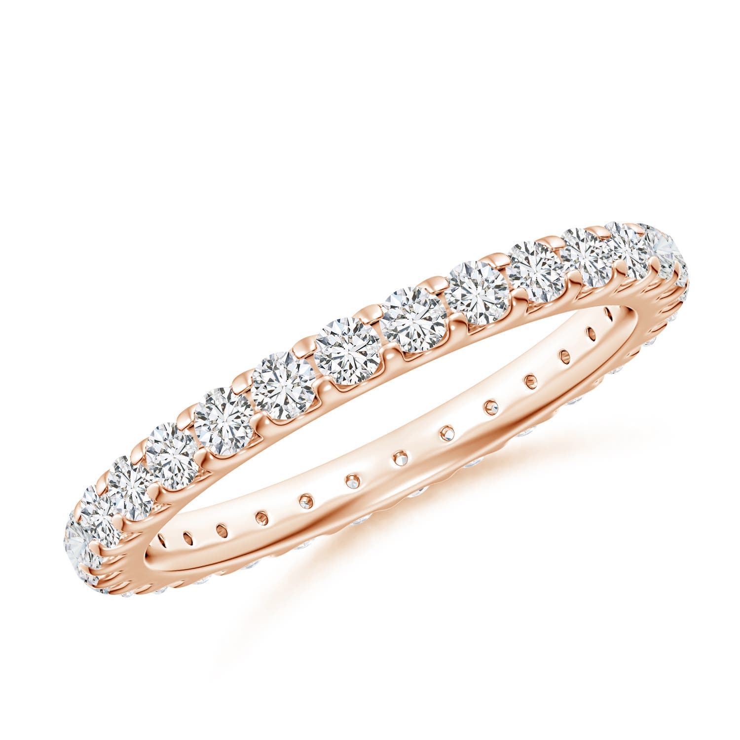 2mm HSI2 Shared Prong-Set Diamond Eternity Wedding Band for Her in 55 18CT Rose Gold