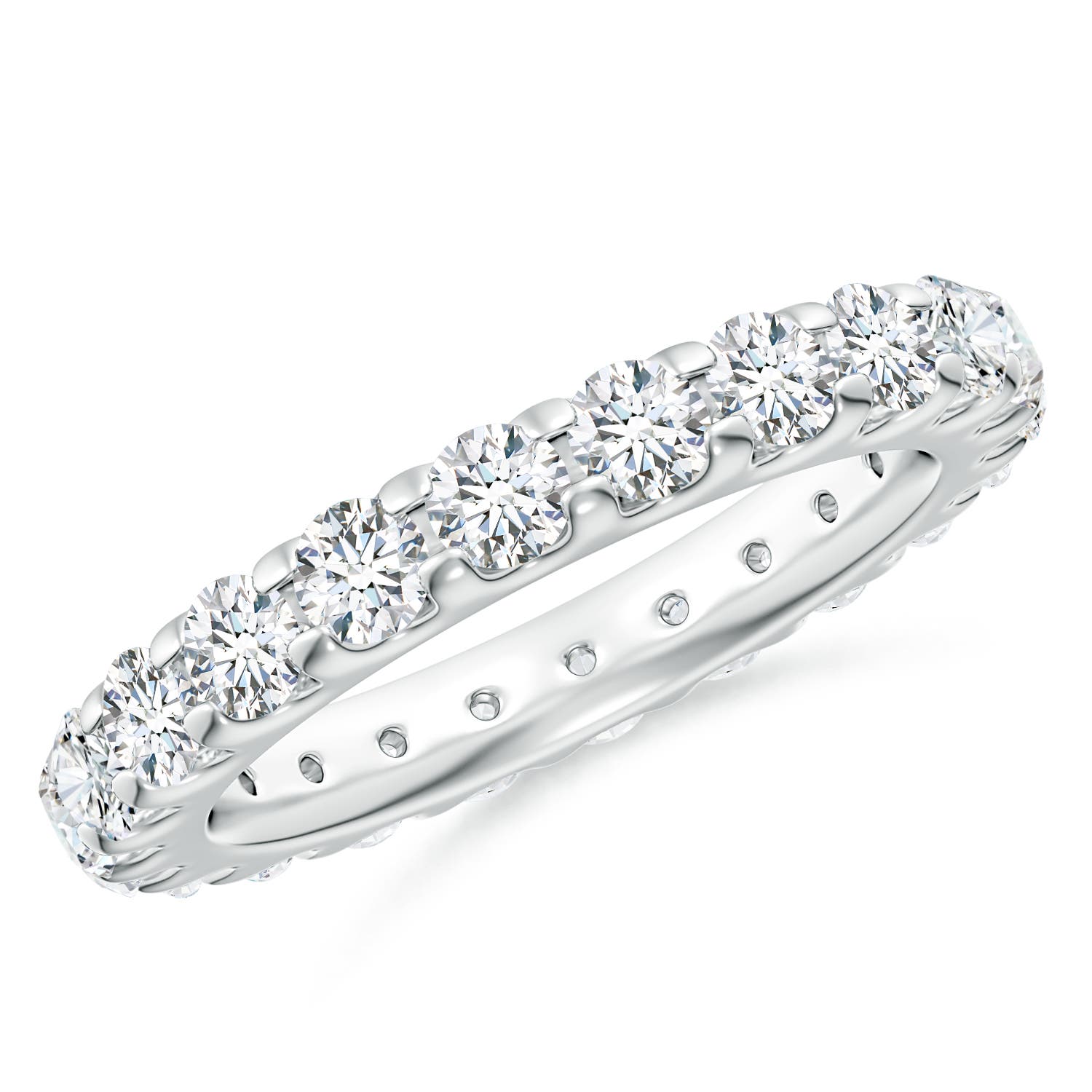 3.3mm GVS2 Shared Prong-Set Diamond Eternity Wedding Band for Her in 55 White Gold