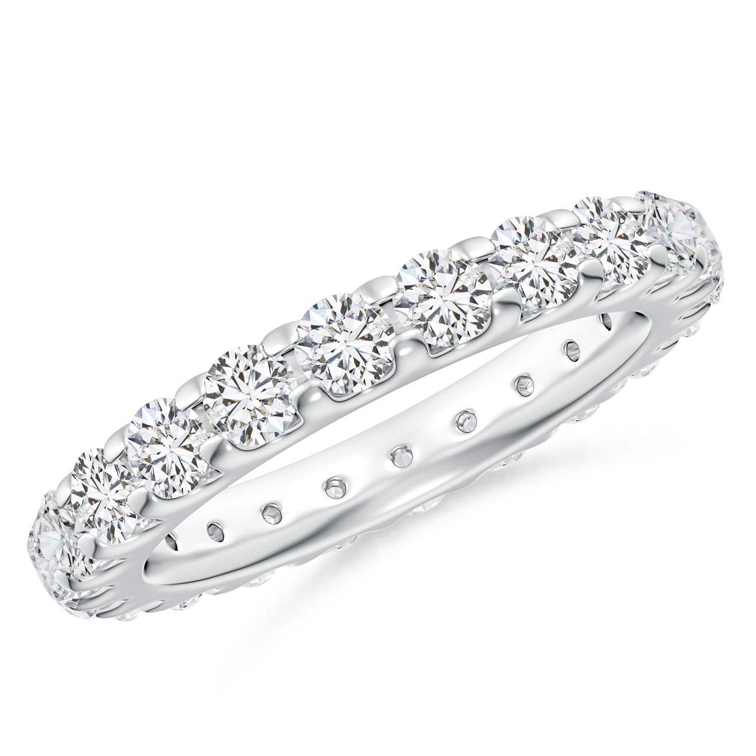 3.3mm HSI2 Shared Prong-Set Diamond Eternity Wedding Band for Her in 60 White Gold