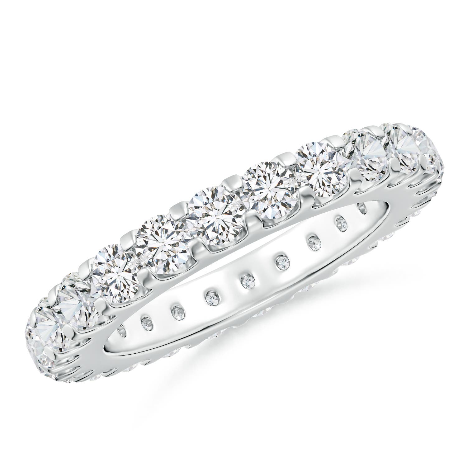 3mm HSI2 Shared Prong-Set Diamond Eternity Wedding Band for Her in 55 18K White Gold