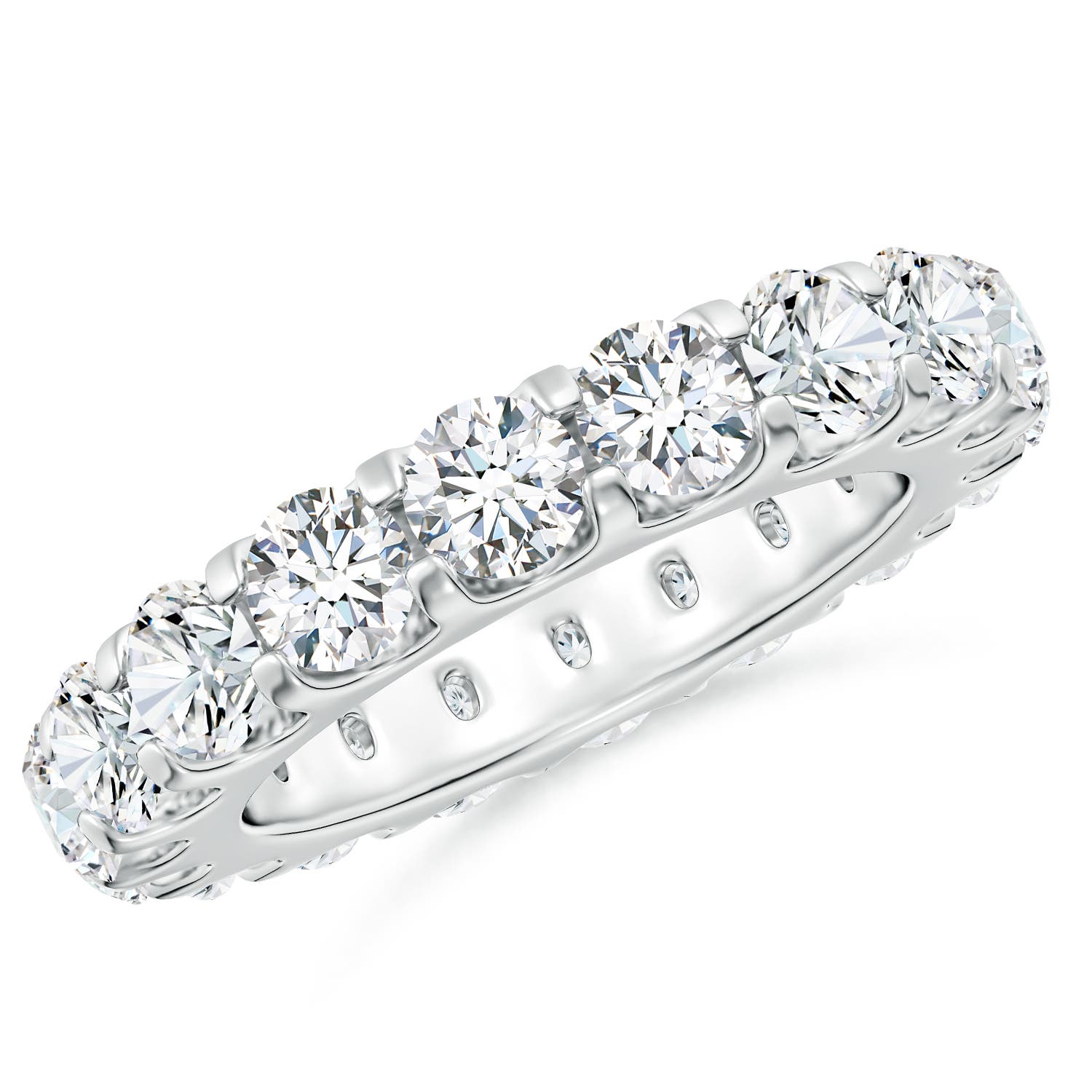 4mm GVS2 Shared Prong-Set Diamond Eternity Wedding Band for Her in 70 White Gold