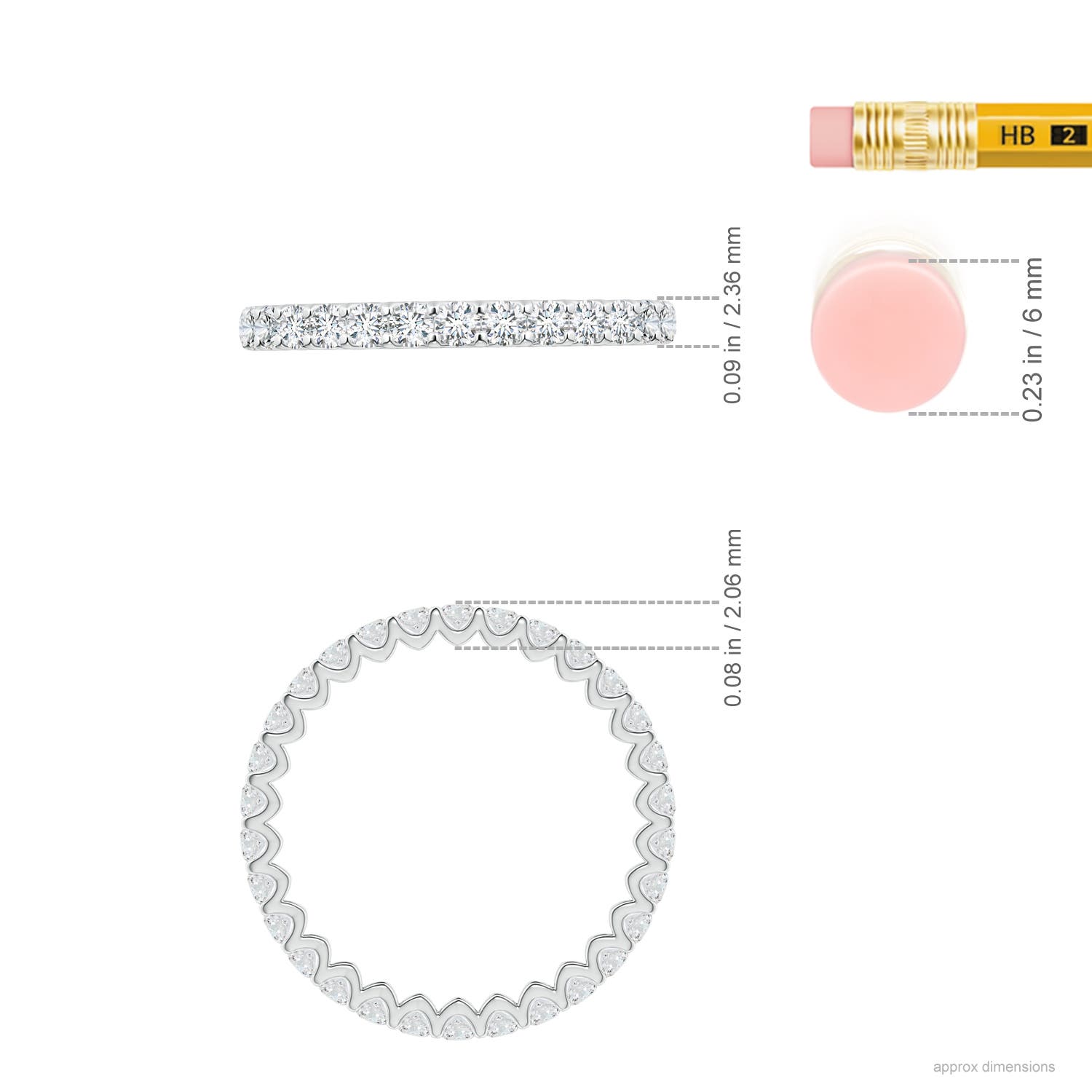 2mm GVS2 Prong Set Diamond Full Eternity Wedding Ring in 55 P950 Platinum - ruler