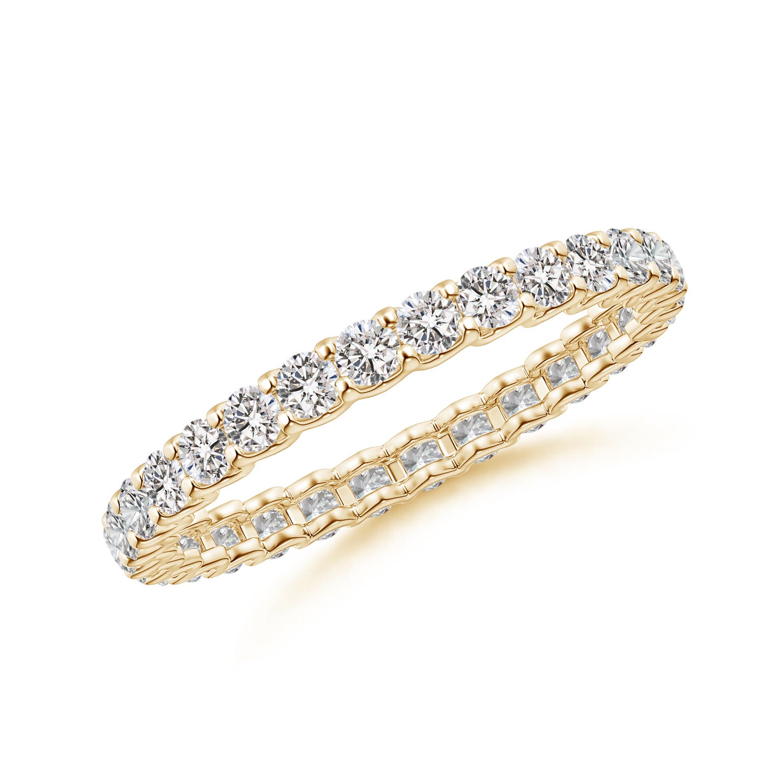 2mm IJI1I2 Prong Set Diamond Full Eternity Wedding Ring in 55 Yellow Gold