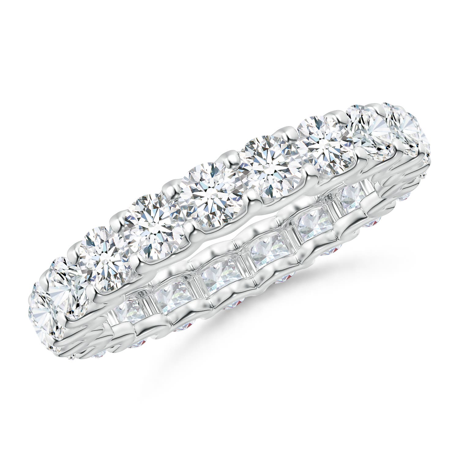 3.4mm GVS2 Prong Set Diamond Full Eternity Wedding Ring in 55 18CT White Gold
