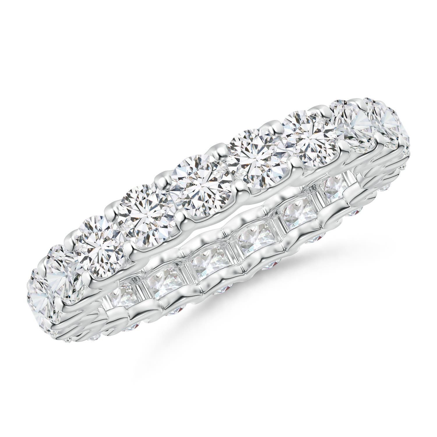 3.4mm HSI2 Prong Set Diamond Full Eternity Wedding Ring in 55 18K White Gold