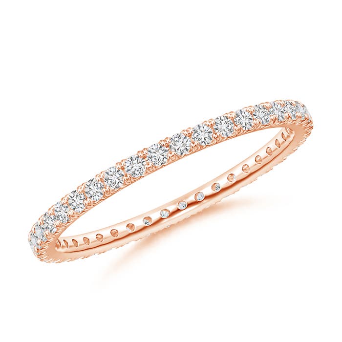 1.4mm HSI2 Fishtail-Set Diamond Eternity Wedding Ring in 55 Rose Gold