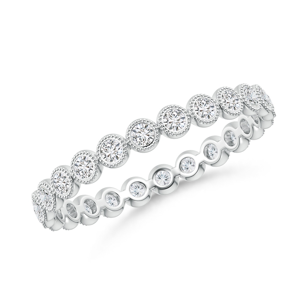 1.4mm HSI2 Milgrain Bezel-Set Diamond Eternity Wedding Ring in 55 White Gold