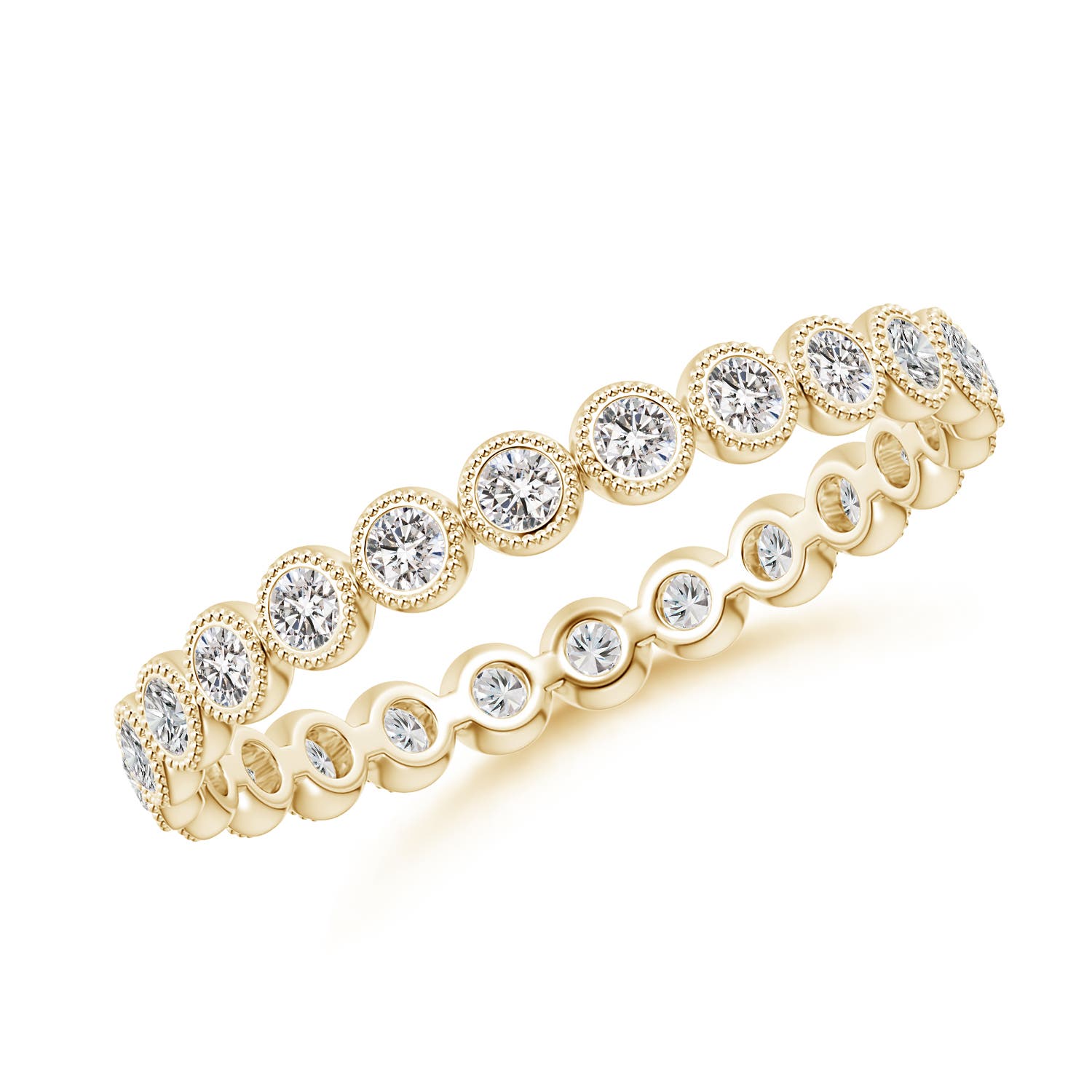 1.4mm IJI1I2 Milgrain Bezel-Set Diamond Eternity Wedding Ring in 55 18CT Yellow Gold