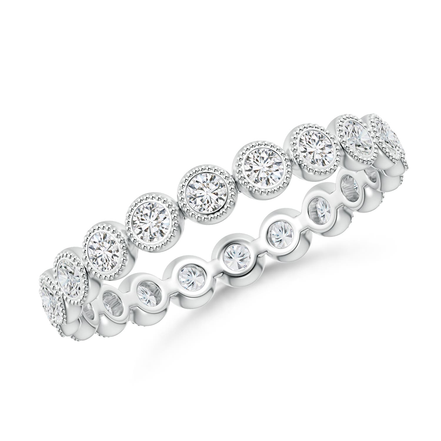 1.8mm HSI2 Milgrain Bezel-Set Diamond Eternity Wedding Ring in 55 P950 Platinum