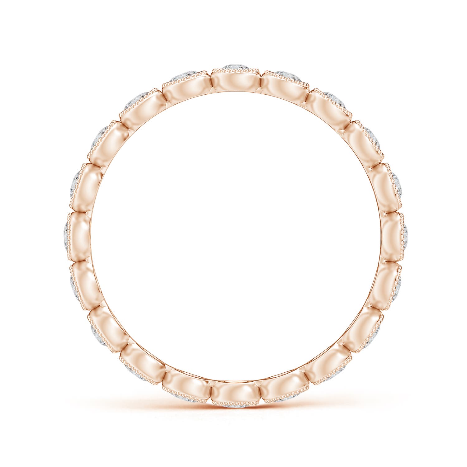 1.8mm HSI2 Milgrain Bezel-Set Diamond Eternity Wedding Ring in 65 18K Rose Gold