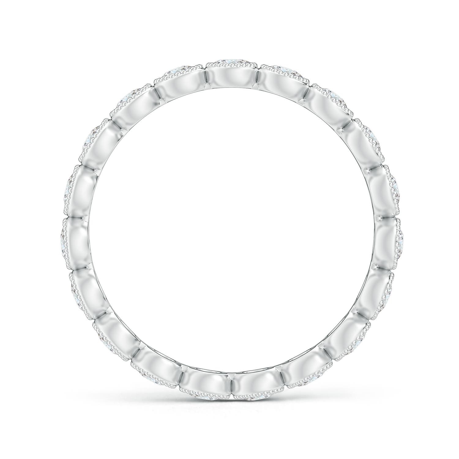 2.1mm GVS2 Milgrain Bezel-Set Diamond Eternity Wedding Ring in 75 18K White Gold