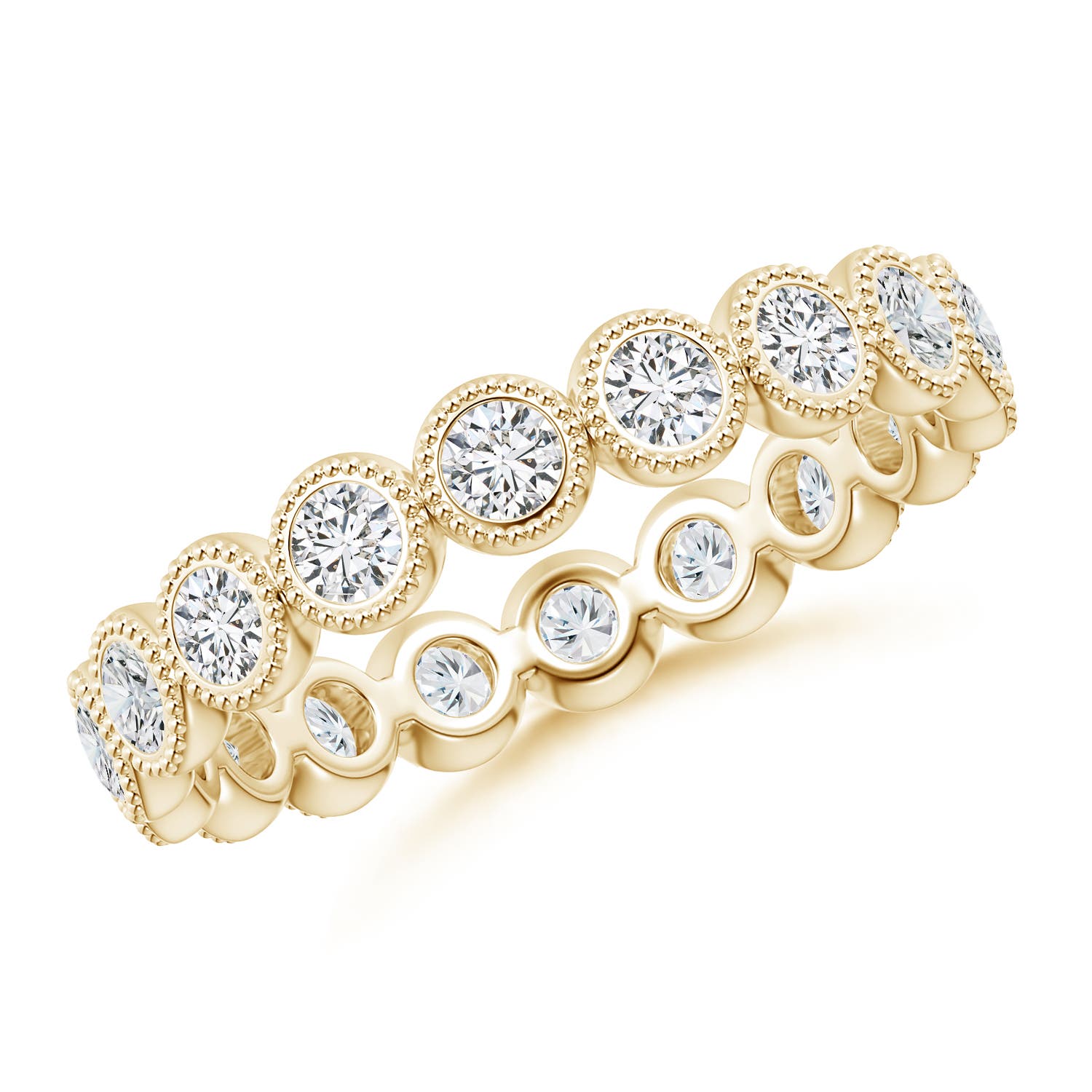 2.4mm HSI2 Milgrain Bezel-Set Diamond Eternity Wedding Ring in 55 18CT Yellow Gold