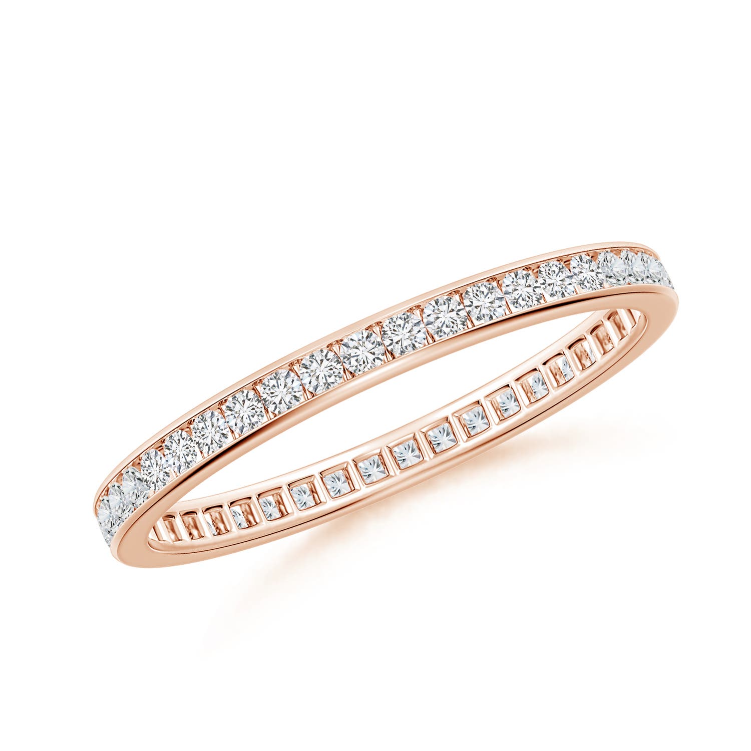 1.3mm HSI2 Channel-Set Diamond Eternity Wedding Ring in 50 Rose Gold