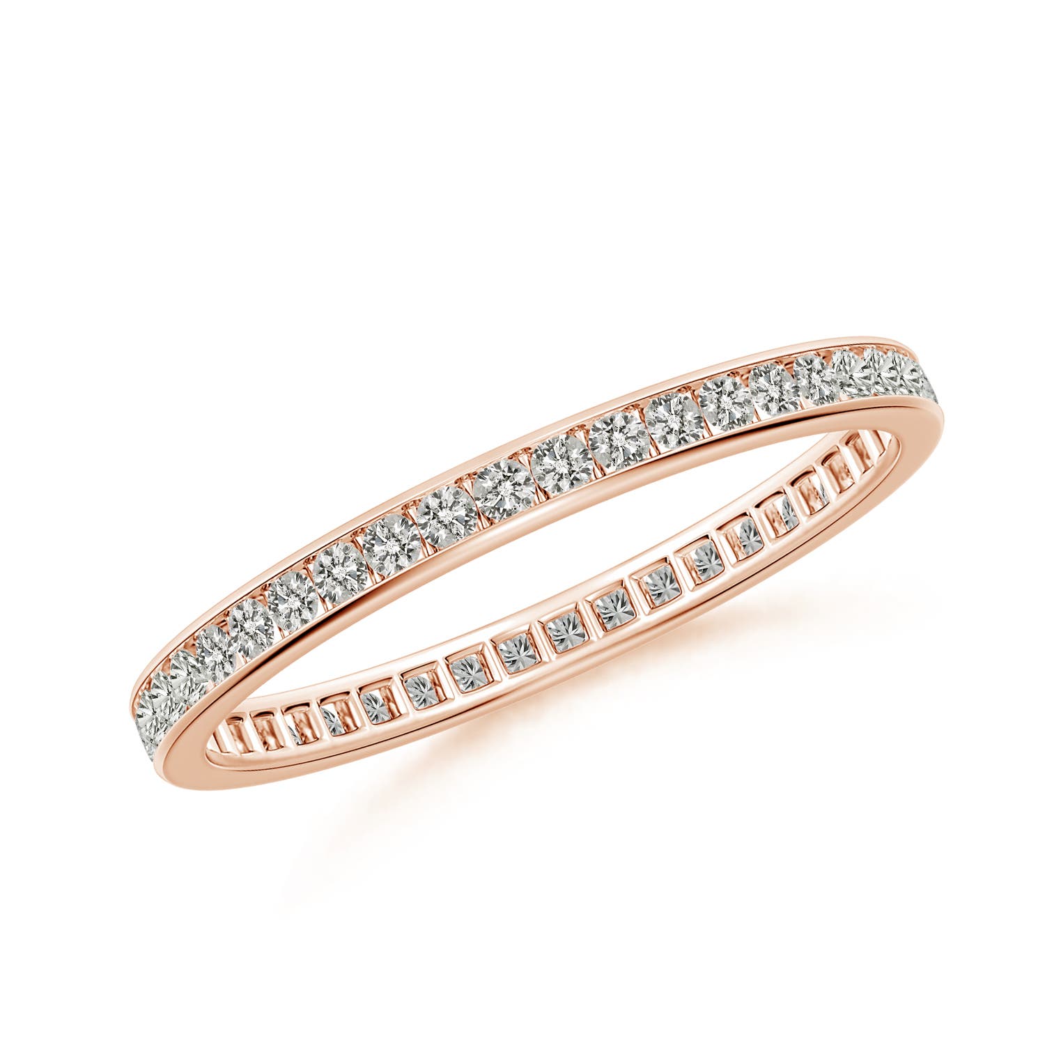 1.3mm KI3 Channel-Set Diamond Eternity Wedding Ring in 65 Rose Gold