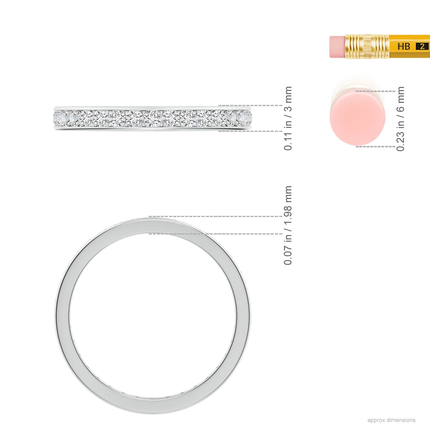 1.7mm HSI2 Channel-Set Diamond Eternity Wedding Ring in 70 P950 Platinum - ruler