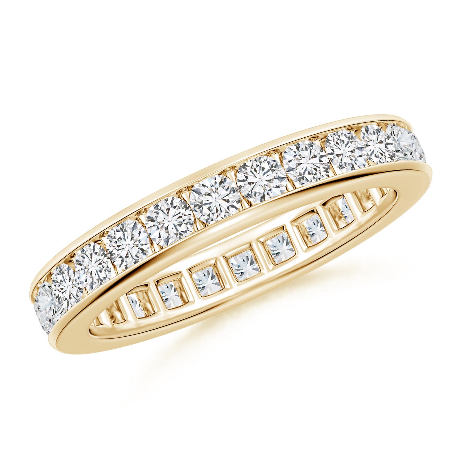 2.4mm HSI2 Channel-Set Diamond Eternity Wedding Ring in 55 Yellow Gold