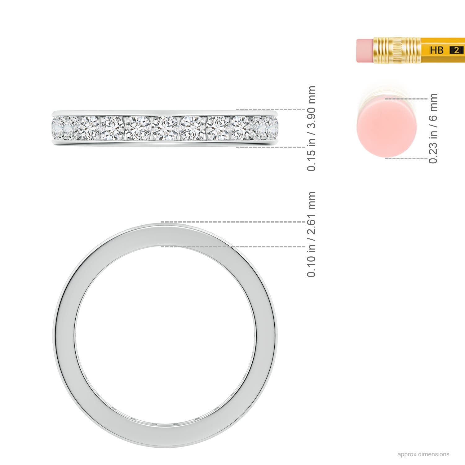 2.4mm HSI2 Channel-Set Diamond Eternity Wedding Ring in 70 White Gold - ruler
