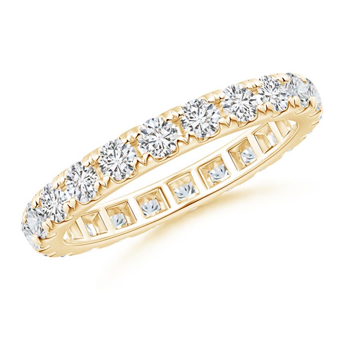 2.4mm HSI2 U Pave-Set Diamond Eternity Wedding Ring in 70 Yellow Gold