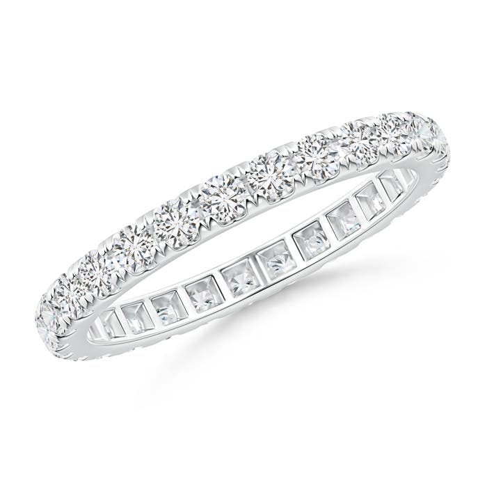 2mm HSI2 U Pave-Set Diamond Eternity Wedding Ring in 70 White Gold