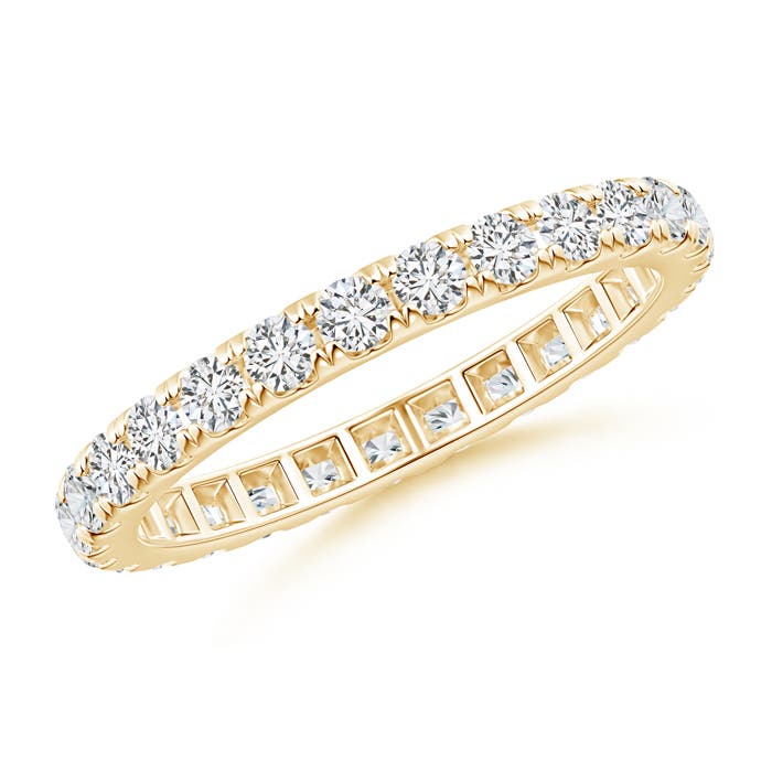 2mm HSI2 U Pave-Set Diamond Eternity Wedding Ring in 75 Yellow Gold