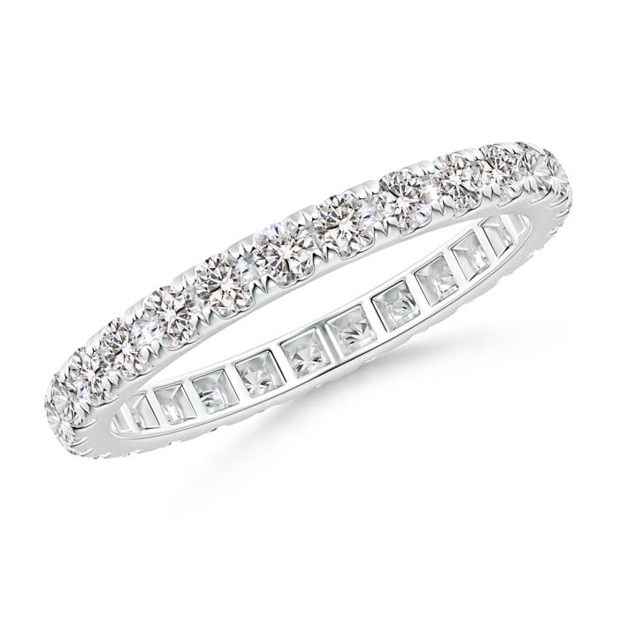 2mm IJI1I2 U Pave-Set Diamond Eternity Wedding Ring in 70 White Gold