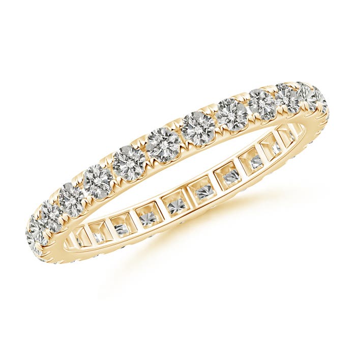 2mm KI3 U Pave-Set Diamond Eternity Wedding Ring in 50 Yellow Gold