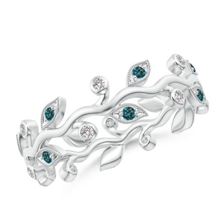 1.3mm AA Enhanced Blue Diamond Vine and Leaf Eternity Ring in 55 White Gold