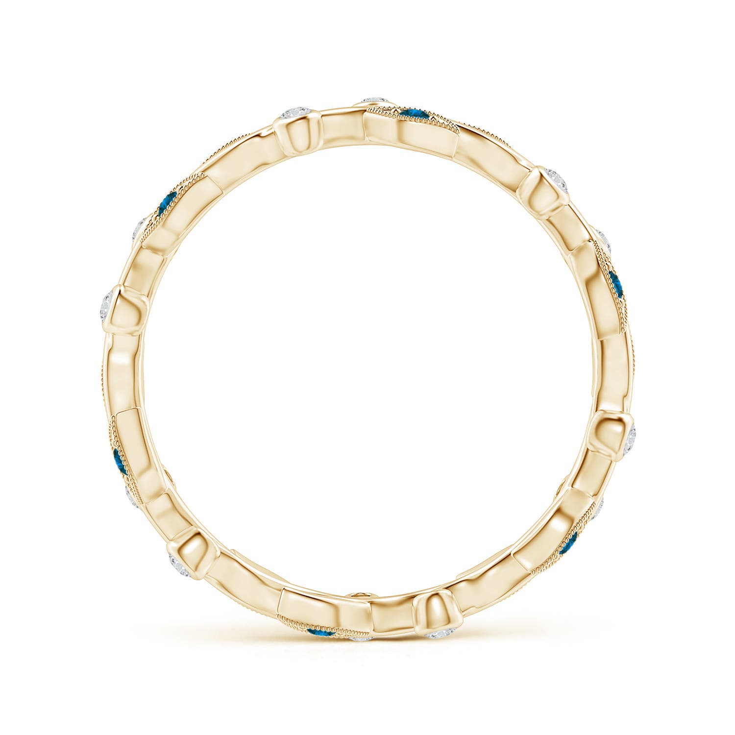 1.3mm AAA Enhanced Blue Diamond Vine and Leaf Eternity Ring in 55 18K Yellow Gold - side 1