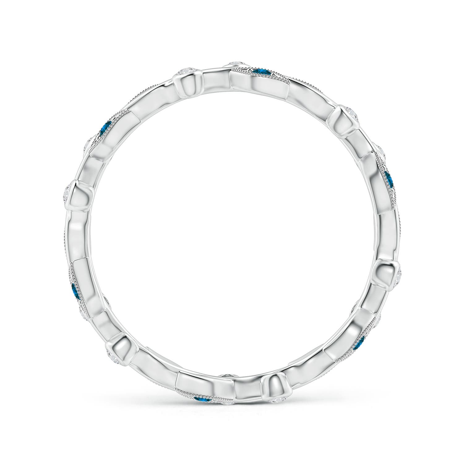 1.3mm AAA Enhanced Blue Diamond Vine and Leaf Eternity Ring in 55 White Gold
