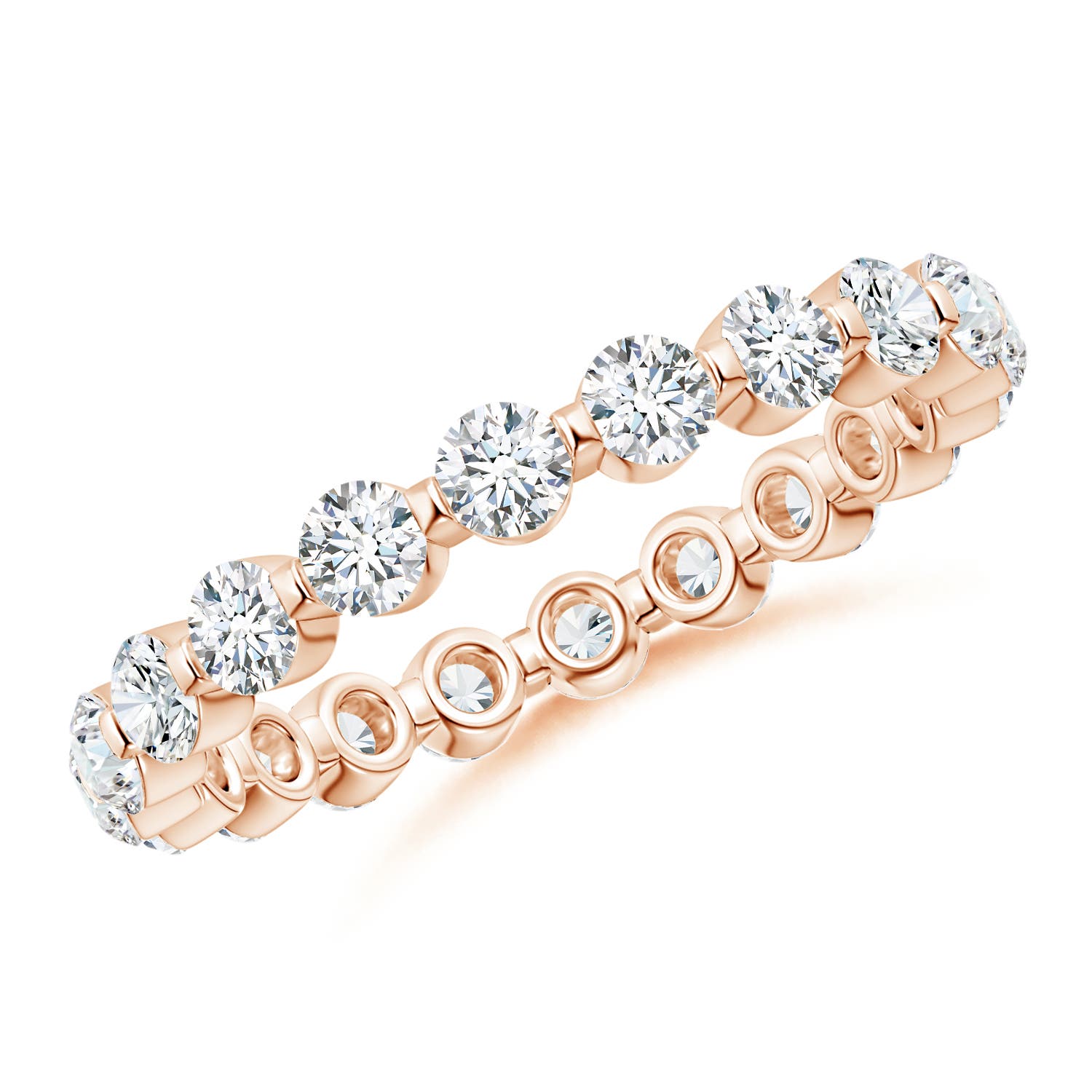 2.4mm GVS2 Prong-Set Diamond Eternity Stackable Ring in 50 Rose Gold