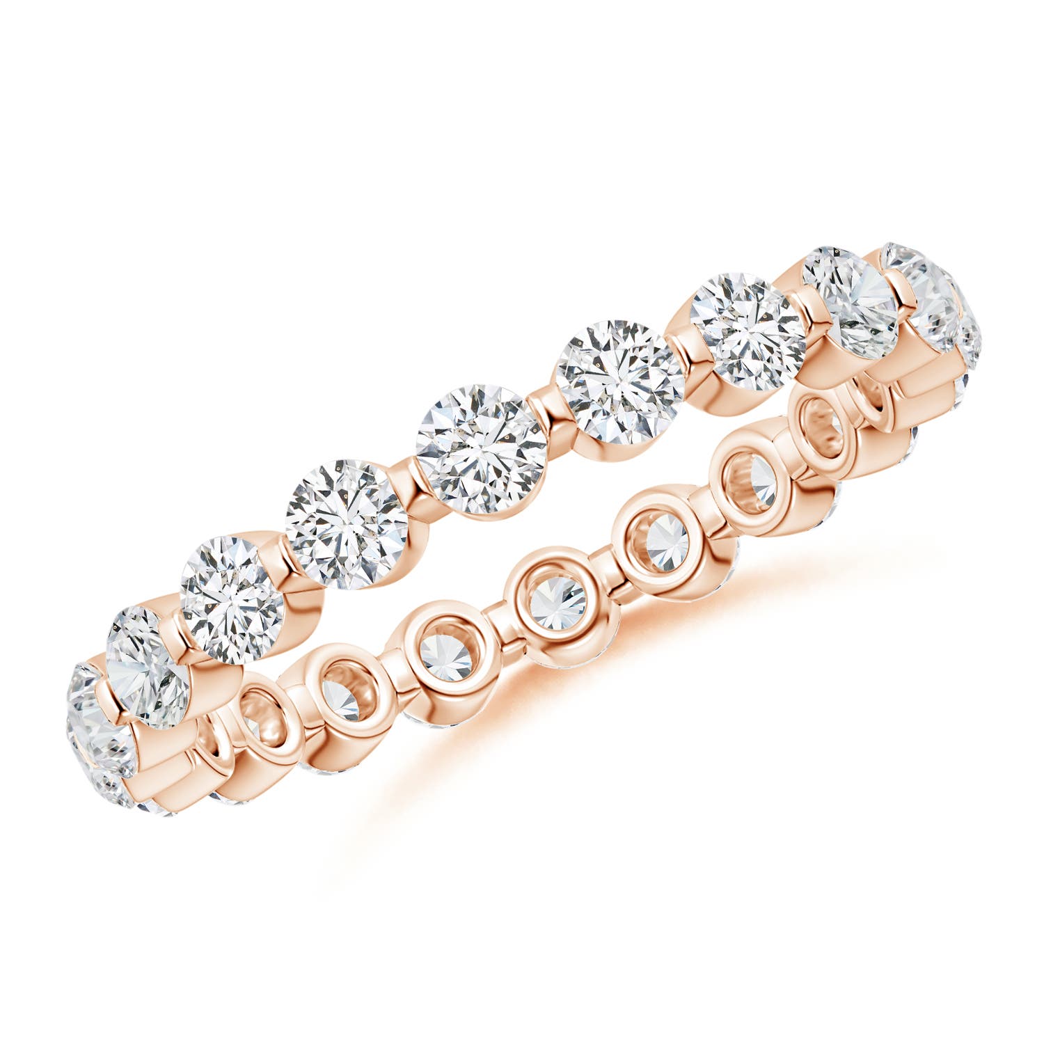 2.4mm HSI2 Prong-Set Diamond Eternity Stackable Ring in 50 18K Rose Gold
