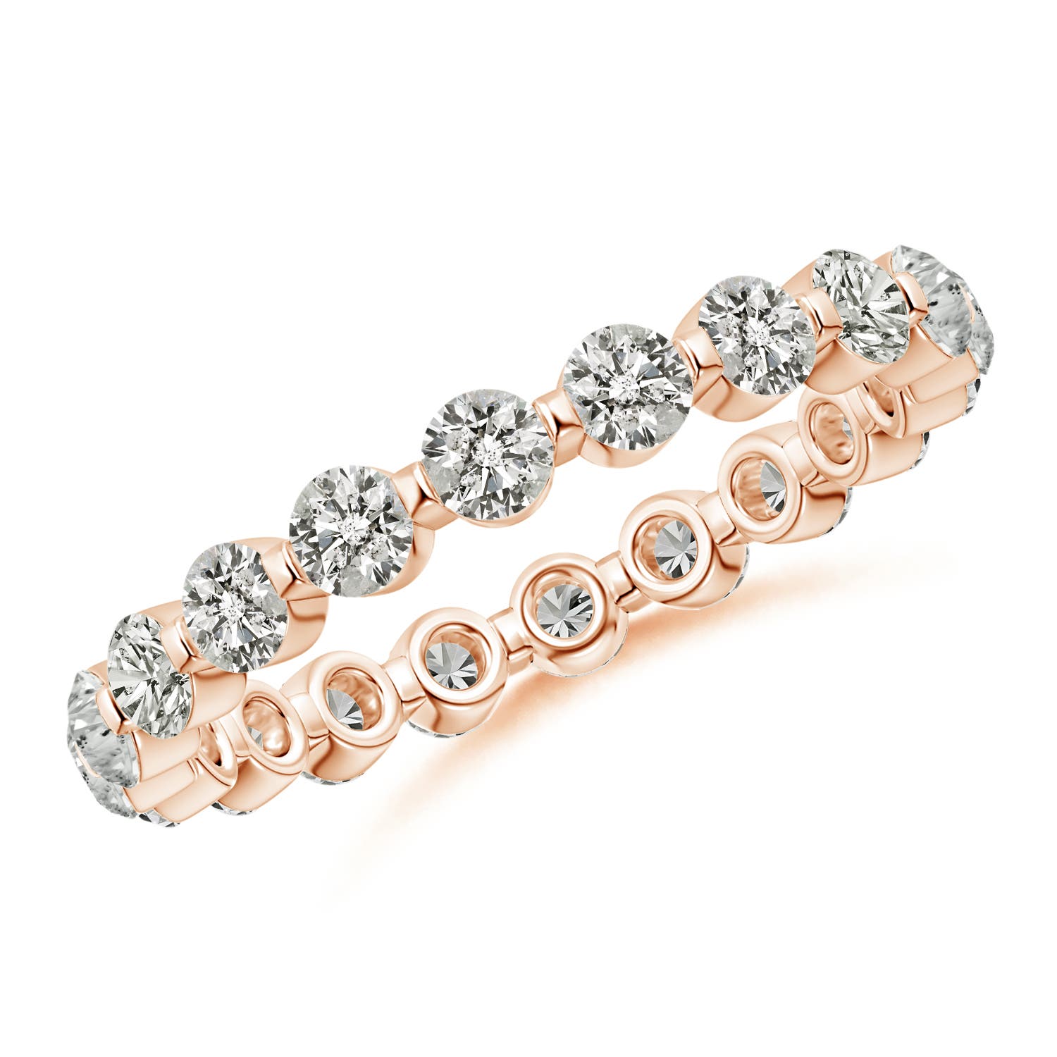 2.4mm KI3 Prong-Set Diamond Eternity Stackable Ring in 50 Rose Gold