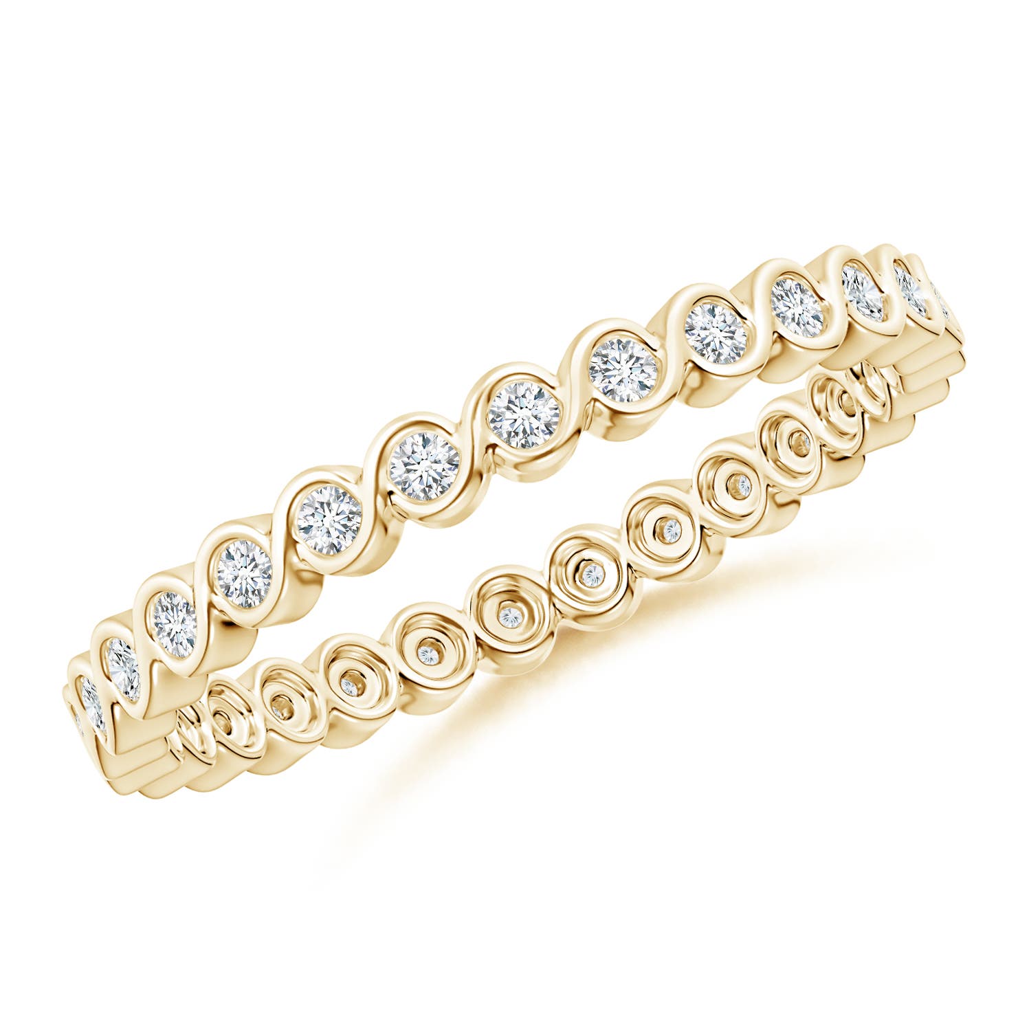 1.45mm GVS2 Bezel-Set Diamond Eternity Stackable Ring in 50 Yellow Gold