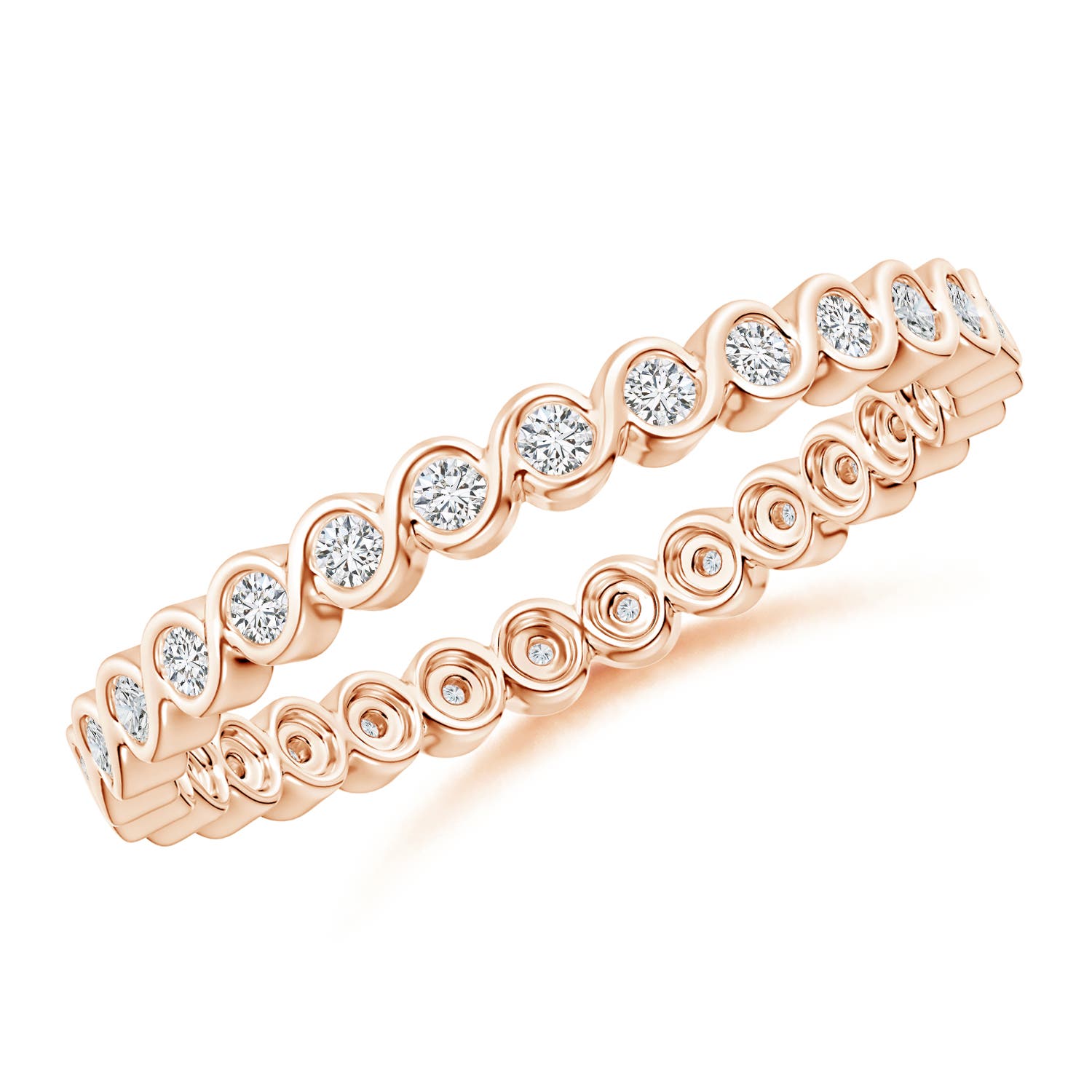 1.45mm HSI2 Bezel-Set Diamond Eternity Stackable Ring in 60 Rose Gold