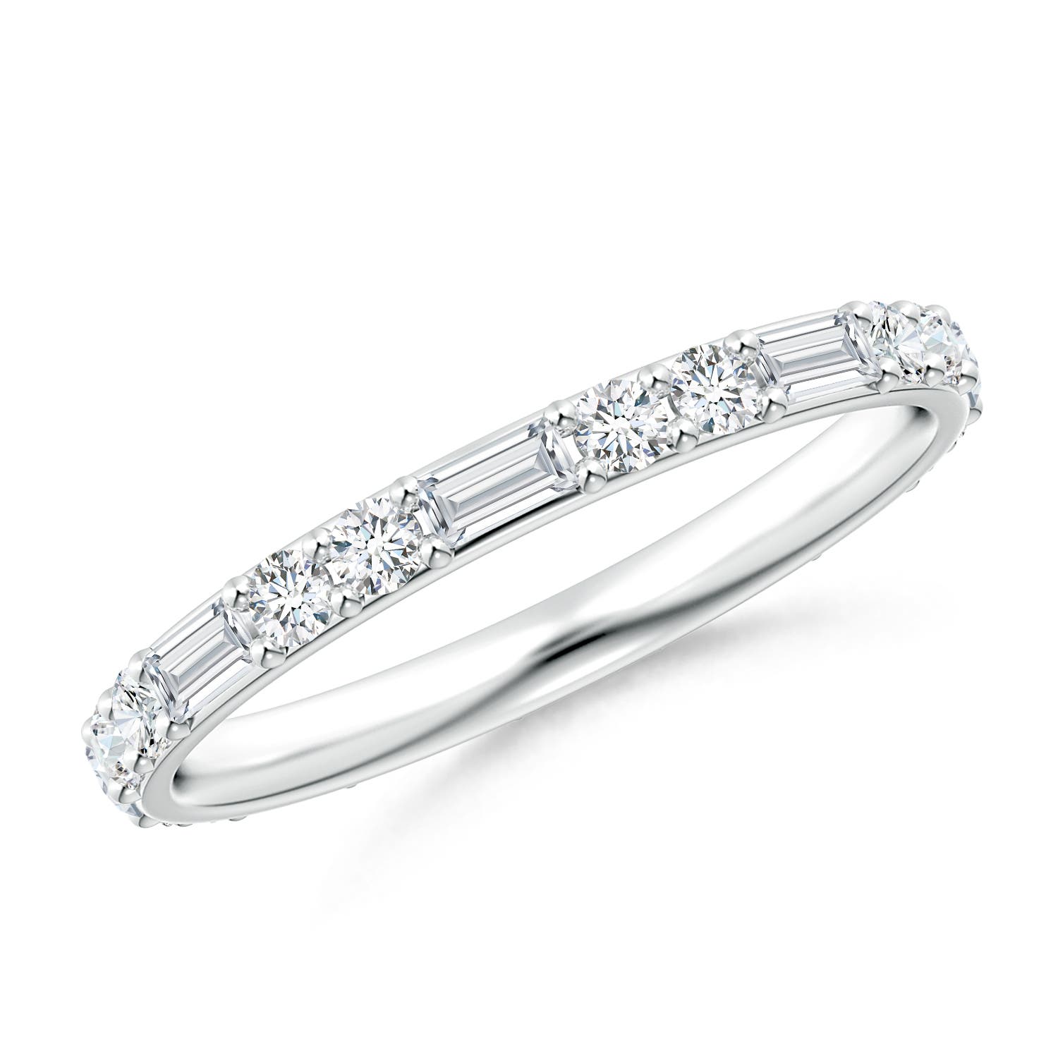 3x1.5mm GVS2 Baguette and Round Diamond Eternity Wedding Ring in 55 White Gold