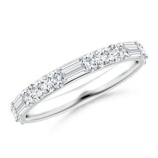 4x2mm GVS2 Baguette and Round Diamond Eternity Wedding Ring in 55 P950 Platinum