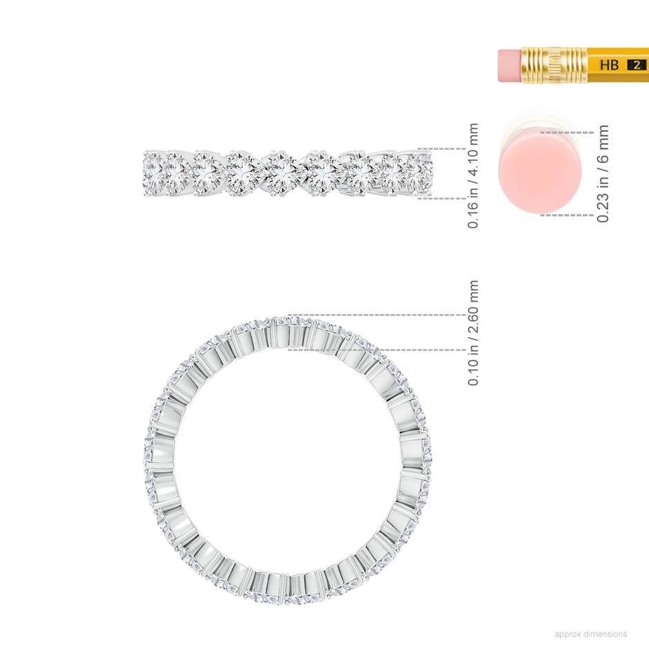 3mm HSI2 East-West Heart-Shaped Diamond Eternity Wedding Band in 60 White Gold ruler