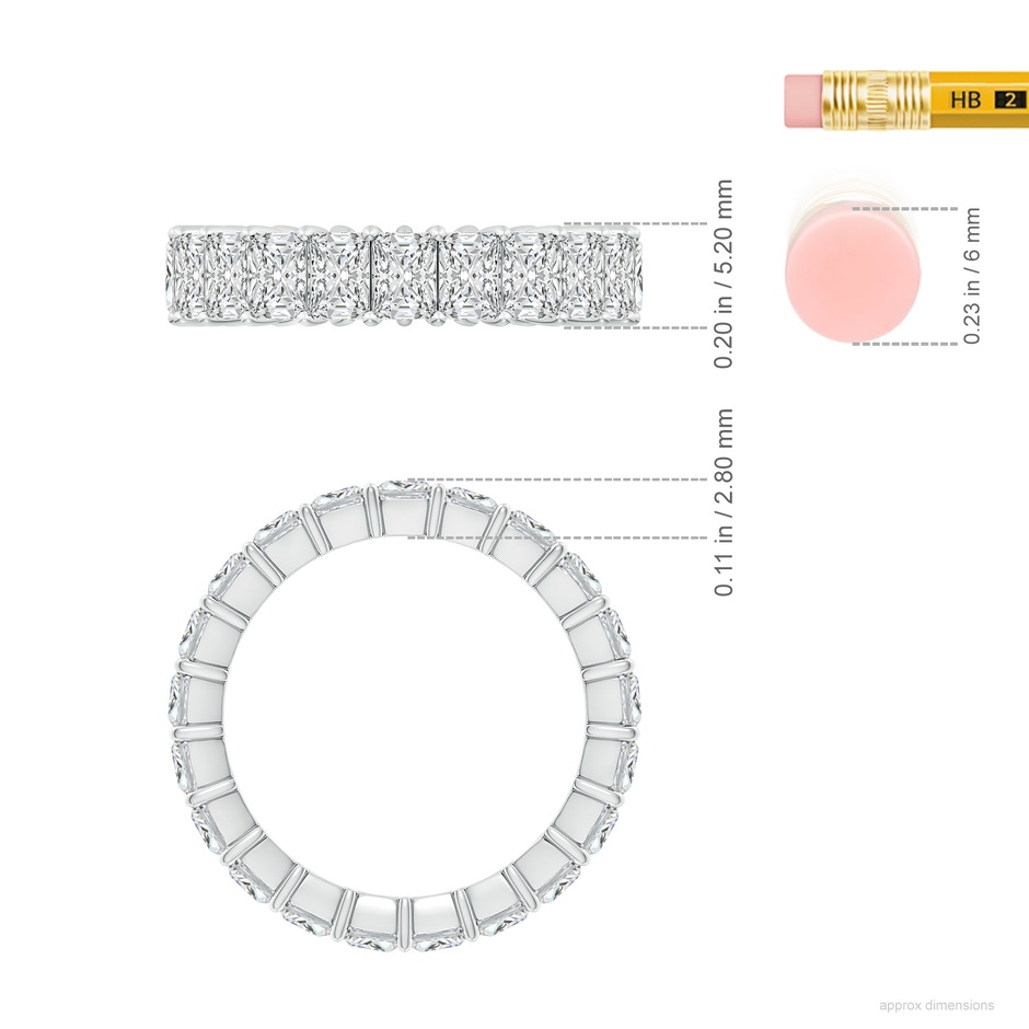 4x3mm HSI2 North-South Radiant-Cut Diamond Classic Eternity Wedding Band in 60 White Gold ruler